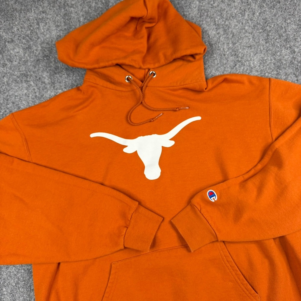 Champion Texas Longhorns Hoodie Mens Large Orange Long Sleeve Fleece Pullover